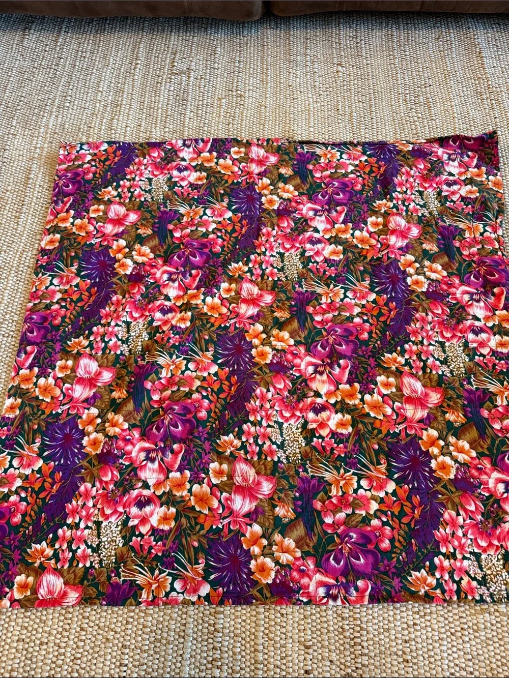 Vintage Patchwork Cotton Quilt with floral back- 36x36